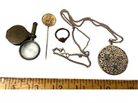 Sarah Coventry Necklace, Ring, Pin, Magnifying Gls