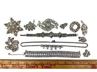 White rhinestone costume jewelry bracelets