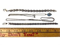 Sterling necklaces & bracelets, 4 pieces. 22