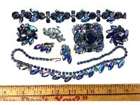 Blue rhinestone costume jewelry Regency bracelet,