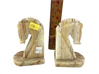 Art Deco Onyx Alabaster Horse Bookends pair of