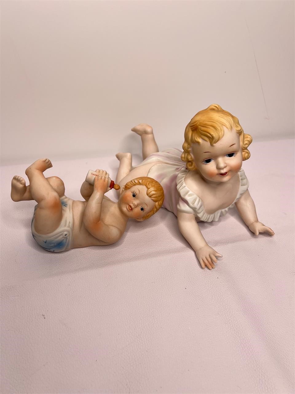 Lot of 2 VTG Cute Crawling Baby Figurines