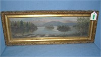 Antique landscape painting with fancy frame
