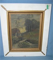 Antique oil on canvas painting signed Wm. Clay