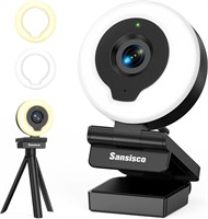 Sansisco Webcam with Ring Light  1080P AutoFocus