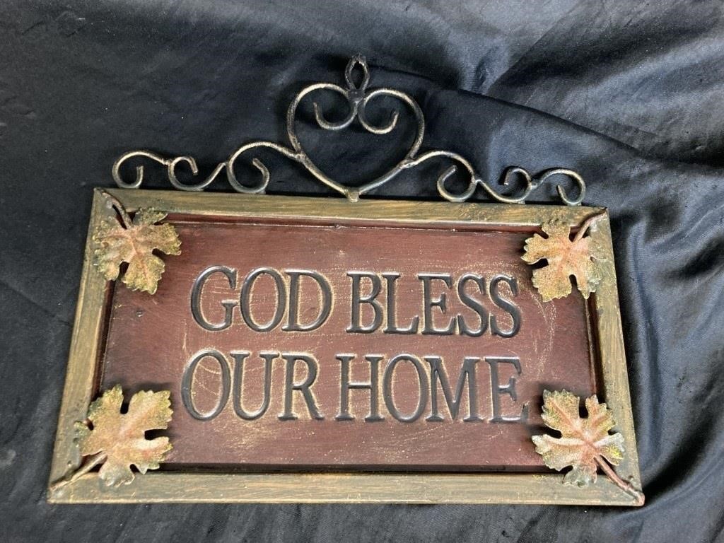 "GOD BLESS OUR HOME" / METAL SIGN