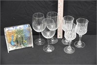 CRYSTAL, GLASS GLASSES AND PLASTIC NAPKIN HOLER