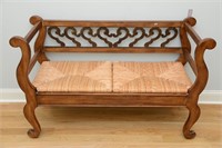 BEAUTIFUL WOOD AND WICKER BENCH