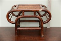 WICKER AND WOOD FOOTSTOOL