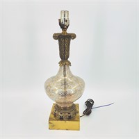Vintage Leviton Ornate Crackle Glass Lamp