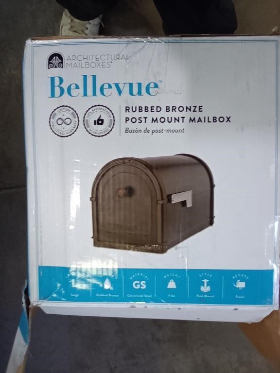 Bellevue Rubber Bronze Post Mount Mail Box