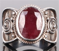 13.0X10.0MM OVAL RUBY STERLING SILVER LADIES RING