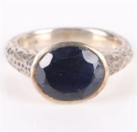 1.25CT BLUE SAPPHIRE STERLING SILVER LADIES RING