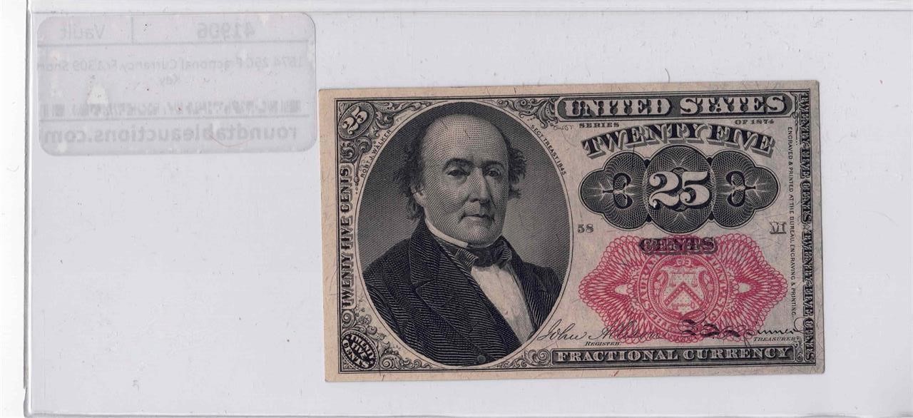1874 25C Fractional Currency Fr.1309 Short Key