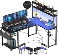 Aheaplus Small L Shaped Gaming Desk With Led