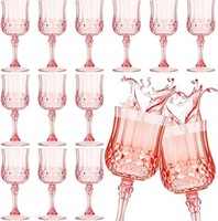Pinkunn 24 Pcs Patterned Plastic Wine Glasses