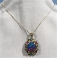 STERLING STS GEMS PENDANT NECKLACE