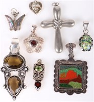 STERLING SILVER COLLECTIBLE ART PEDNANTS - (8)
