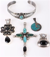 SOUTHWEST STYLE STERLING TURQUOISE ONYX JEWELRY