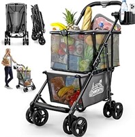 Folding Shopping Cart For Groceries(80lbs),