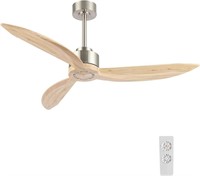 52" Wood Ceiling Fan Without Lights, 3 Blades