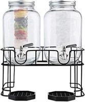 Dual Gallon Glass Beverage Drink Dispensers With