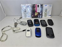 Lot of seven retro cell phones