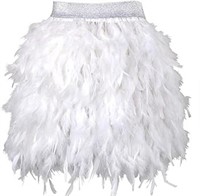 L'vow Women's Sexy Mid Waist Feather Skirt