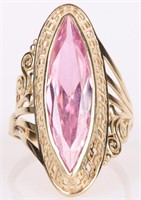 PINK CITRINE MARQUISE 14K GOLD RING