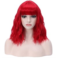 Red Wig Women Bright Red