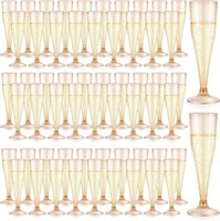 150 Pcs Rose Gold Glitter Plastic Champagne Cups