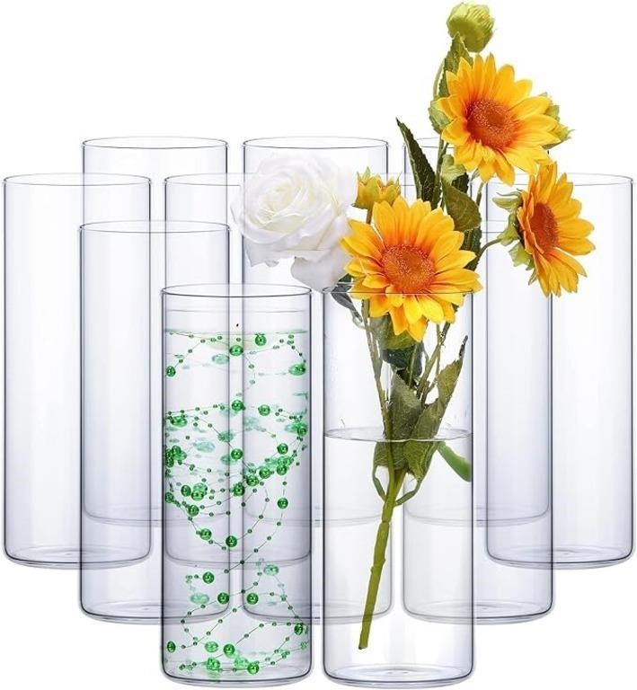 12 Pack Glass Cylinder Vases Clear Flower Vase 10