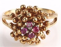 14K YELLOW GOLD RUBY COCKTAIL LADIES RING