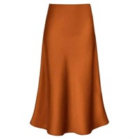 L  Sz XL Amy Babe Women's Satin Midi Skirt  High W