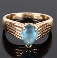 14K YELLOW GOLD PEAR-SHAPED TOPAZ LADIES RING