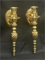 Lacquered Brass Candle Wall Sconces