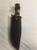 Antique Damascus Blade Bowie Knife