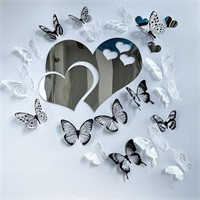 3d Crystal Butterfly And Acrylic Mirror Hearts Wal