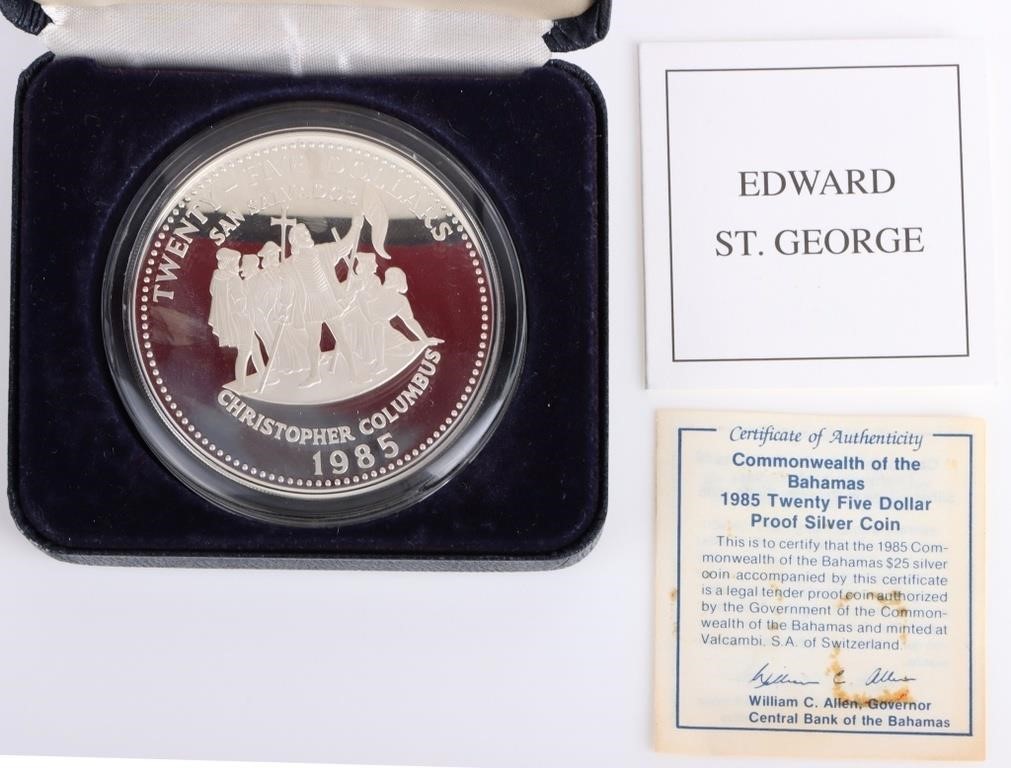 1985 COMMONWEATH OF THE BAHAMAS $25 STERLING COIN