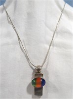 STERLING MEXICO AMMOLITE PENDANT & NECKLACE