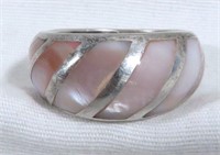 STERLING MOTHER OF PEARL DOME RING