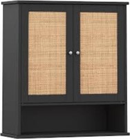 Reettic Rattan Two Door Wall Cabinet, Wooden
