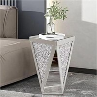 Pregaspor Silver Mirrored End Table, Crystal