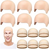 10 Pieces Bald Caps Set Includes 5 Skull Caps