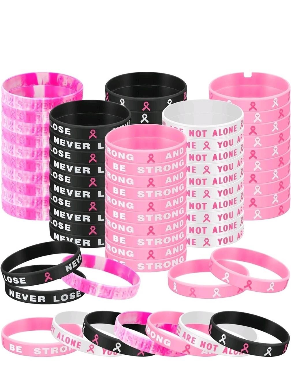 300 Pcs Breast Cancer Bracelets Ribbon