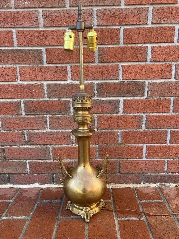 Antique French Style Brass Lamp WORKS!