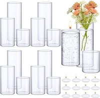 Jinei 12 Pack Glass Cylinder Vases Floating