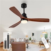 52 Inch Solid Wood Ceiling Fan With Light And