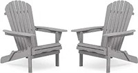 Outdoor Wooden Folding Adirondack Chair Set Of 2