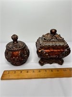 Lot of 2 Burgundy Decorative Canisters Resin